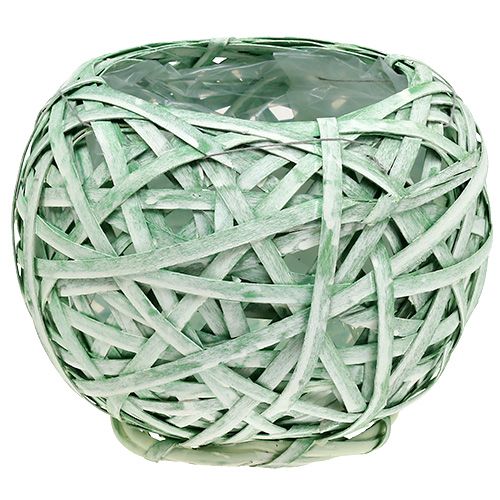 Floristik24 Vaso a sfera in truciolo Ø23cm H19cm verde