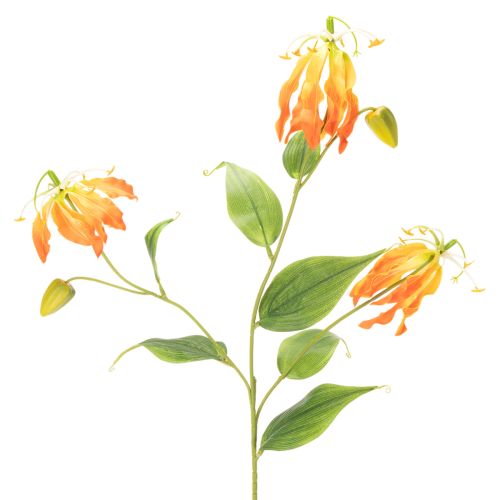 Fiore artificiale Gloriosa arancione con steli lunghi per vasi, 80 cm, 3 pezzi
