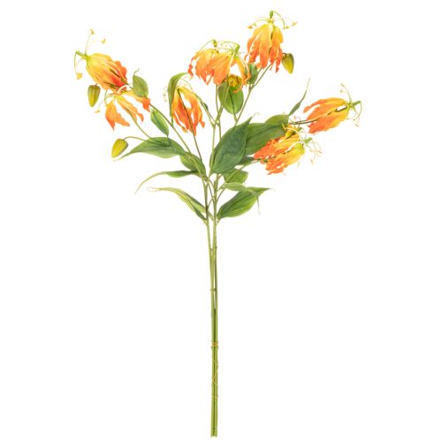 Fiore artificiale Gloriosa arancione con steli lunghi per vasi, 80 cm, 3 pezzi | Floristik24.it