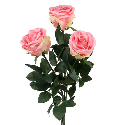 Floristik24 Fiore artificiale Rosa riempito rosa Ø10cm L65cm 3 pezzi