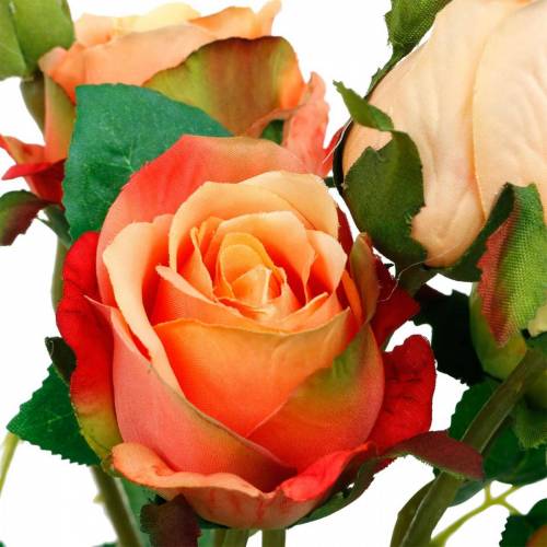 Prodotto Fiori artificiali, bouquet di rose, decorazioni per la tavola, fiori di seta, rose artificiali giallo-arancio