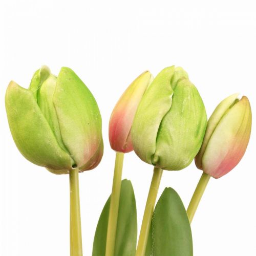 Prodotto Fiori artificiali tulipano verde, fiore primaverile 48 cm fascio di 5