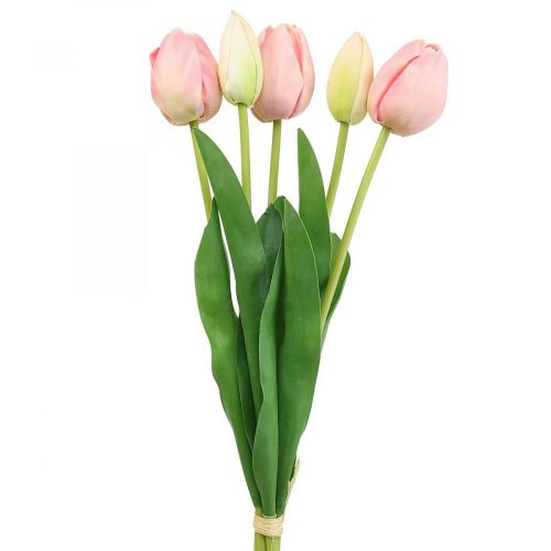 Fiori artificiali tulipano rosa, fiore primaverile 48 cm, mazzo da 5