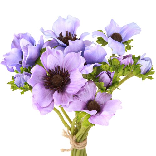 Prodotto Bouquet di fiori artificiali Anemone Windflower Blu Viola L28cm