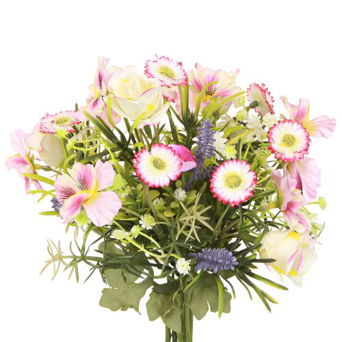 Floristik24 Bouquet di fiori artificiali in crema rosa viola verde Ø18cm H25cm