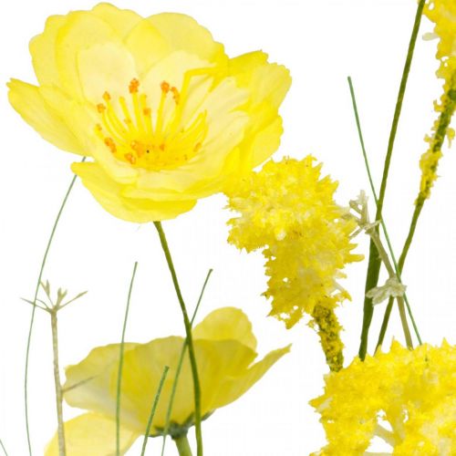 Prodotto Mazzo di fiori artificiali gialli, papaveri e ranuncoli in un mazzo, fiori di seta, decoro primaverile L45cm