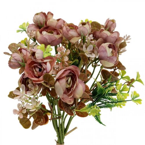 Bouquet di fiori artificiali deco ranuncolo rosa artificiale 32 cm
