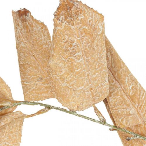 Pianta artificiale decorazione autunnale foglie ramo lavato bianco L70cm