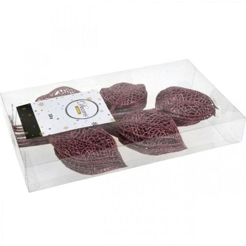 Floristik24 Piante artificiali, foglie decorative, rami artificiali glitter rosa L36cm 10 pz
