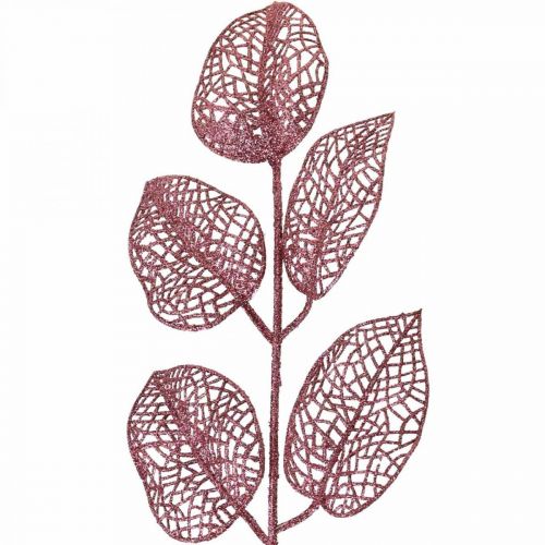 Floristik24 Piante artificiali, foglie decorative, rami artificiali glitter rosa L36cm 10 pz
