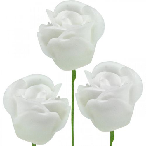 Prodotto Rose artificiali rose in cera color crema rose decorative in cera Ø6cm 18 pezzi