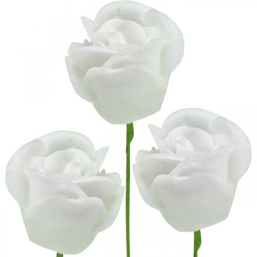 Rose artificiali rose in cera color crema rose decorative in cera Ø6cm 18 pz