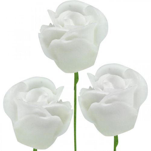 Rose artificiali rose in cera color crema rose decorative in cera Ø6cm 18 pezzi