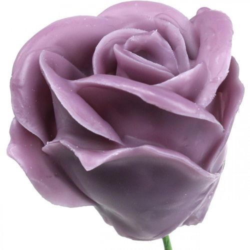 Prodotto Rose artificiali rose di cera lilla rose deco cera Ø6cm 18 pezzi