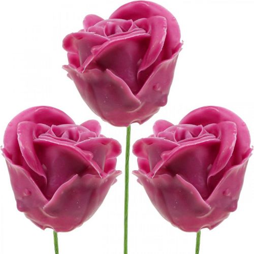 Rose artificiali rose fucsia cera rose deco cera Ø6cm 18 pezzi