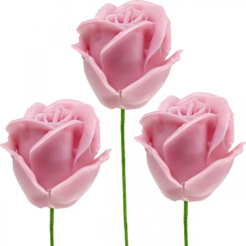 Floristik24 Rose finte rosa cera rose deco rose cera Ø6cm 18p