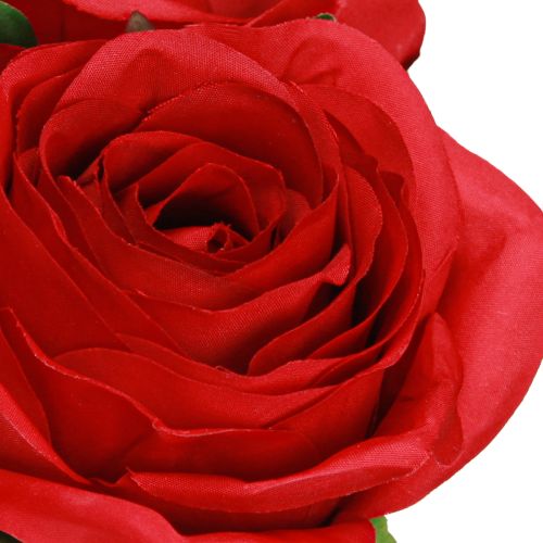 Prodotto Rose artificiali Rose rosse Decorazione Fiore Ø6cm H6cm L50cm 4 pz