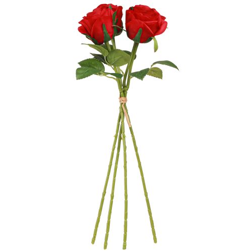 Prodotto Rose artificiali Rose rosse Decorazione Fiore Ø6cm H6cm L50cm 4 pz