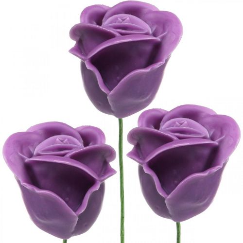 Floristik24 Rose artificiali rose viola cera rose decorative cera Ø6cm 18p