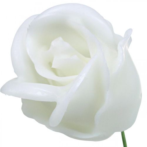 Prodotto Rose artificiali rose di cera bianca rose decorative cera Ø6cm 18 pezzi