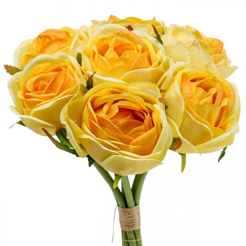 Rose Artificiali Rose Artificiali Gialle Fiori Di Seta 28cm 7pz