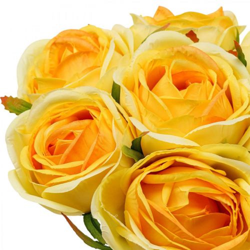 Floristik24 Rose Artificiali Rose Artificiali Gialle Fiori Di Seta 28cm 7pz