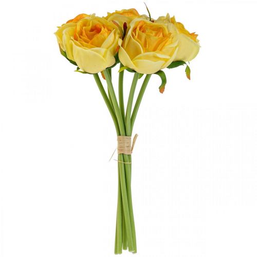 Floristik24 Rose Artificiali Rose Artificiali Gialle Fiori Di Seta 28cm 7pz
