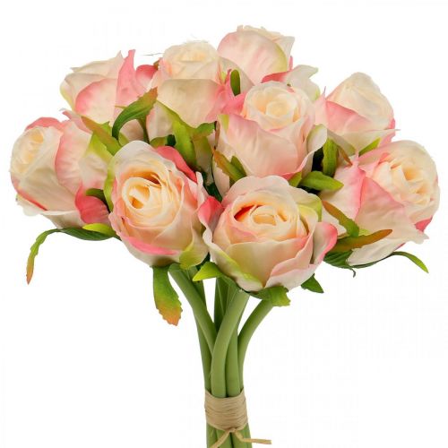 Floristik24 Rose artificiali rosa albicocca rose artificiali 28cm mazzo 9pz