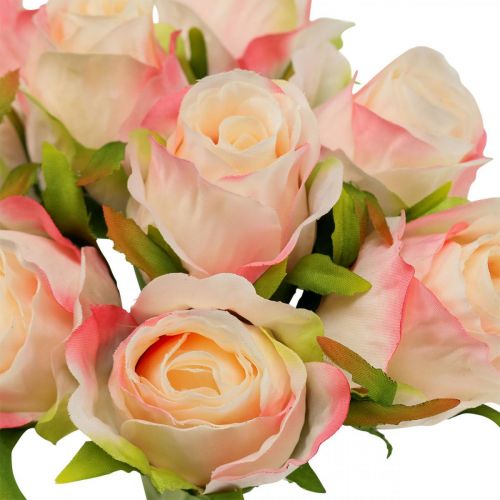 Rose artificiali rosa albicocca Rose artificiali 28 cm mazzo 9 pezzi
