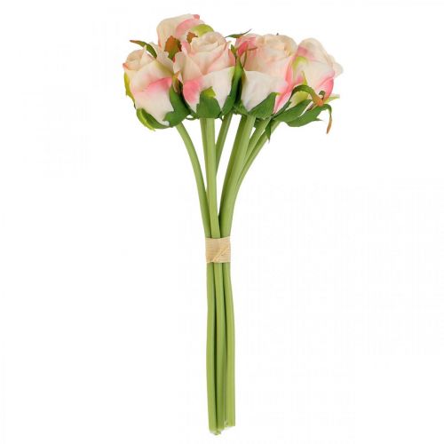 Floristik24 Rose artificiali rosa albicocca rose artificiali 28cm mazzo 9pz