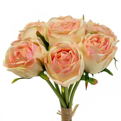 Floristik24 Rose artificiali rose artificiali rosa mazzo 28 cm 7 pezzi