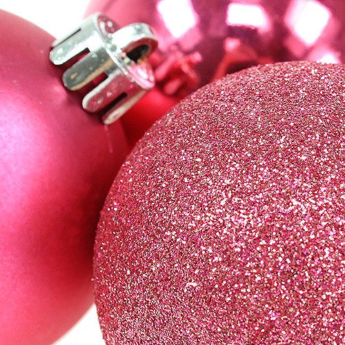 Prodotto Palline di Natale in plastica rosa Ø6cm 10pz
