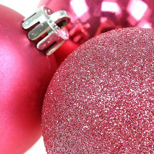 Floristik24 Palline di Natale in plastica rosa Ø6cm 10pz
