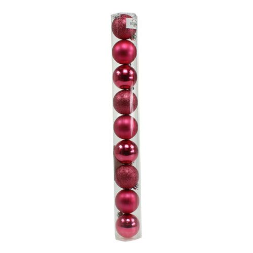 Floristik24 Palline di Natale in plastica rosa Ø6cm 10pz