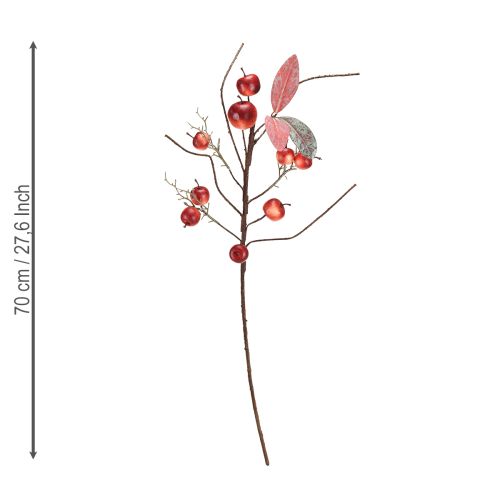 Ramo di mela artificiale rosso, decorazione autunnale, ramo natalizio da 70 cm