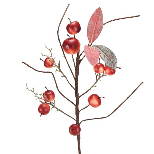 Prodotto Ramo di mela artificiale rosso, decorazione autunnale, ramo natalizio da 70 cm