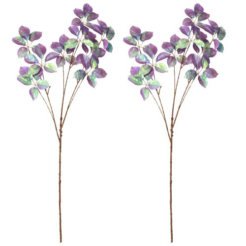 Prodotto Decorazione di foglie di rami artificiali viola metallizzato L103 cm 2 pezzi