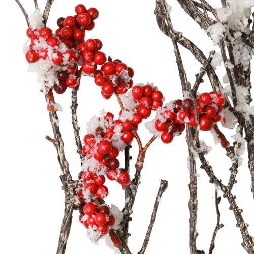 Prodotto Ramo artificiale lungo innevato con bacche rosse 130 cm