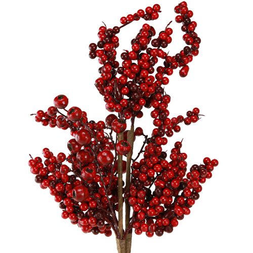 Ramo artificiale con bacche rosse autunno Natale 60 cm 2 pezzi