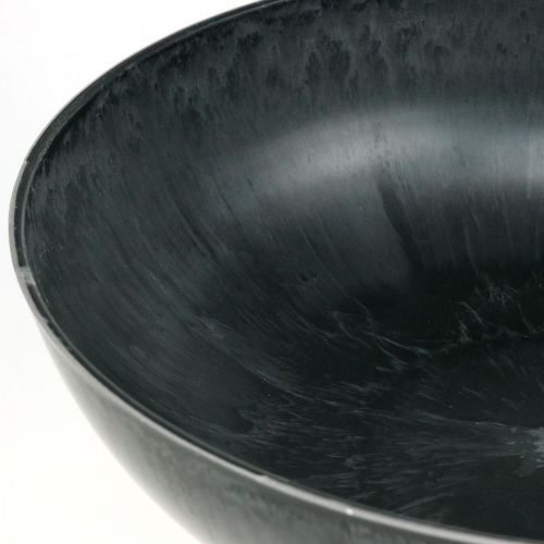 Floristik24 Fioriera rotonda, fioriera, ciotola in plastica nera, grigio screziato H8.5cm Ø30cm