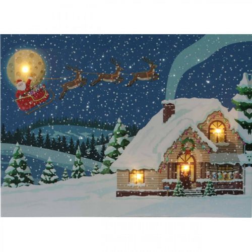 Floristik24 Quadro LED Natale Babbo Natale con slitta Quadro LED da parete 38x28cm