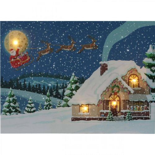 Prodotto Quadro LED Natale Babbo Natale con slitta Quadro LED da parete 38x28cm