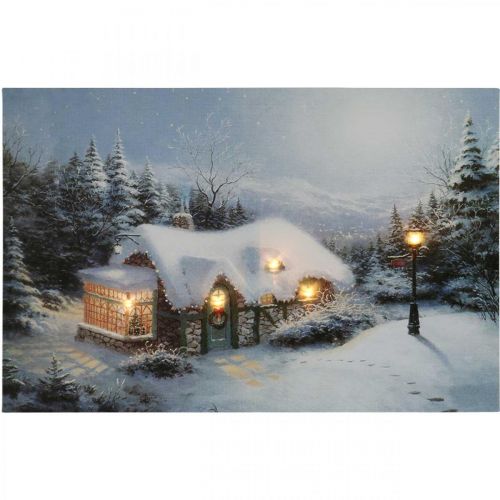 Prodotto Immagine LED Paesaggio invernale di Natale con casa Murale LED 58x38cm
