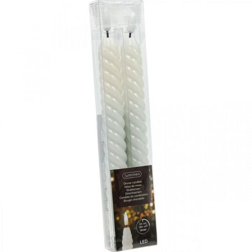 Floristik24 Candele stick LED bianche timer vera cera per batteria 25 cm 2 pezzi