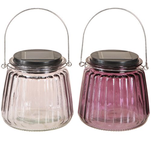 Prodotto Luce da giardino a LED in vetro solare da appendere viola Ø10,5cm 2 pezzi