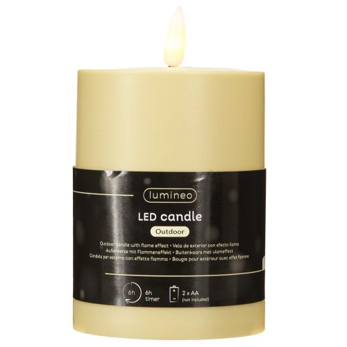 Prodotto Candela LED Timer per esterni Effetto fiamma Verde Beige H12cm