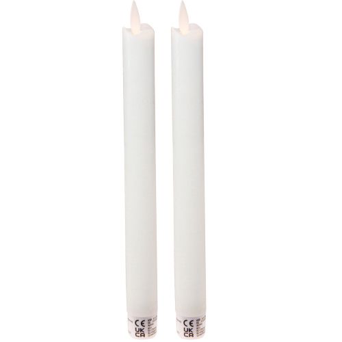 Floristik24 Candele a LED in bastoncino di cera bianche per batteria 24 cm 2 pezzi