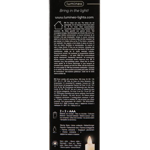 Prodotto Candele a LED in bastoncino di cera bianche per batteria 24 cm 2 pezzi