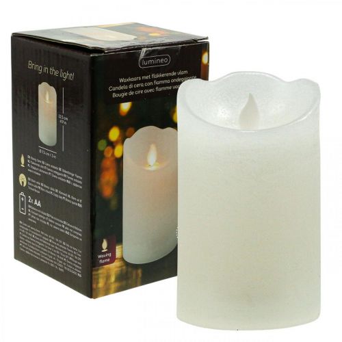 Floristik24 Candela LED a colonna in cera bianco caldo Ø7,5cm H12,5cm