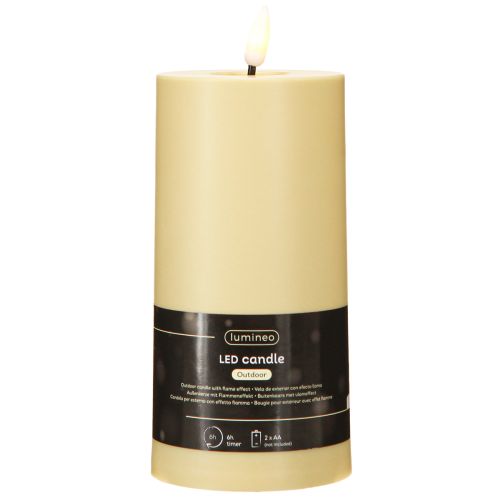 Prodotto Candela LED con Timer Verde Beige Esterno Ø7,5cm H18cm